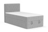 Denis Mini Boxspringbett in zeitlosem Hellgrau mit weichem Cordstoff-Bezug.