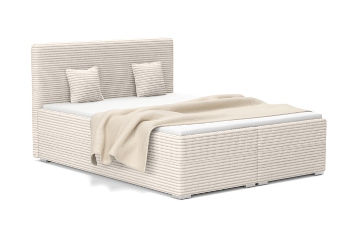 Modernes Boxspringbett Denny mit elegantem Cord-Bezug in Ecru für das Schlafzimmer.