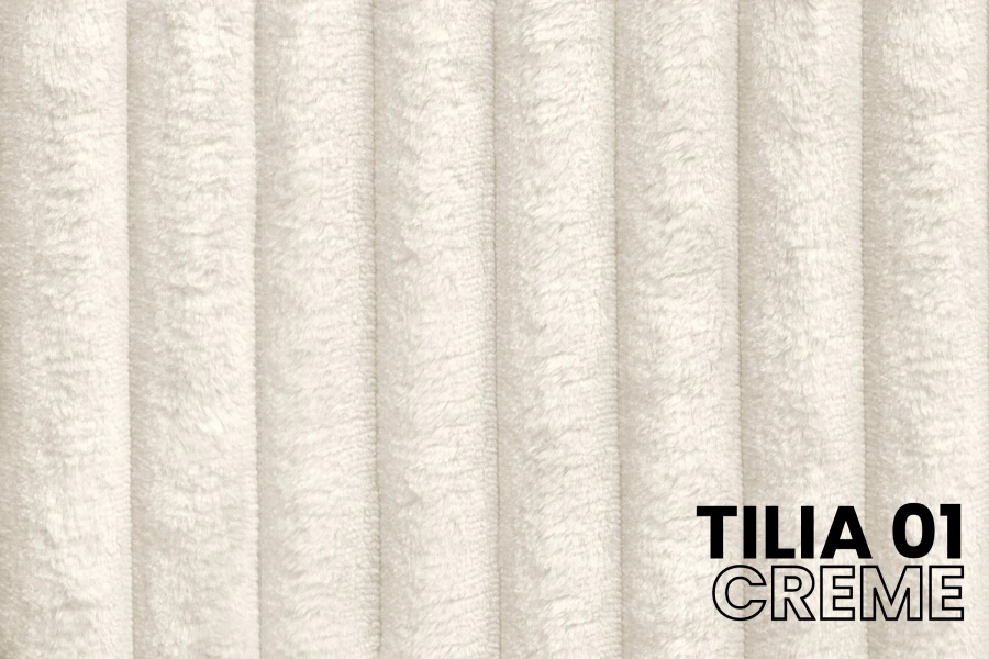 Tilia 01 Creme Stoffmuster: Weicher Polsterstoff in Cord-Optik.