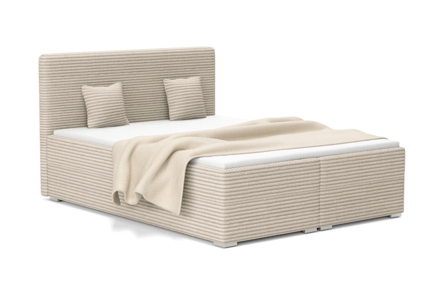 Doppelbett mit strukturiertem Stoffbezug in Tilia 08 Beige.