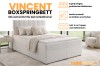 Infographic voor het Vincent boxspringbed met details over uitrusting en afmetingen