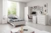 Komplettes Jugendzimmer-Set INGE in Weiß mit Bett, Schreibtisch, Schrank und Kommode.