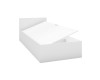 Funktionales weißes Bett mit aufklappbarem Bettkasten für zusätzlichen Stauraum.