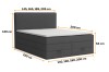 Infografik mit den exakten Maßen des Boxspringbettes in verschiedenen Größen.