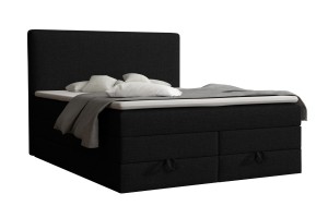 BASIC DUO 160x200 Stoff Inari 100 Schwarz Boxspringbett mit Bettkasten Deine Möbel