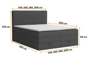 BASIC DUO 160x200 Velour Kronos 34 Anthrazit Boxspringbett mit Bettkasten Deine Möbel