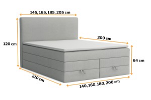 BASIC DUO 160x200 Velour Paros 5 Hellgrau Boxspringbett mit Bettkasten Deine Möbel