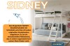 Infografik zum Etagenbett SIDNEY mit Maßen und Beschreibung für das Jugendzimmer.