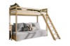 Kombination aus Hochbett Sidney und grauem Sofa, freigestellt