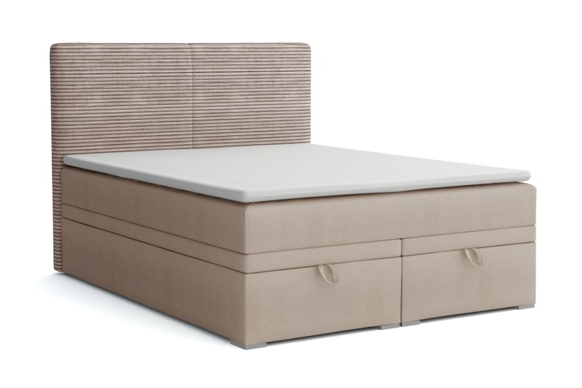 DANIEL 120x200 Poso 2/Paros 2 Beige Boxspringbett mit Bettkasten und einer durchgehenden Matratze H4 Deine Möbel
