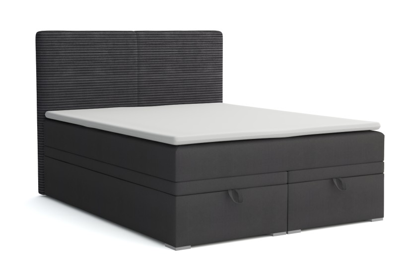 DANIEL 200x200 Poso 34/Kronos 34 Anthrazit Boxspringbett mit Bettkasten und einer durchgehenden Matratze H4 Deine Möbel