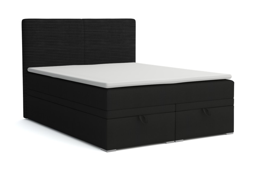 DANIEL 180x200 Poso 135/Kronos 7 Schwarz Boxspringbett mit Bettkasten und einer durchgehenden Matratze H4 Deine Möbel