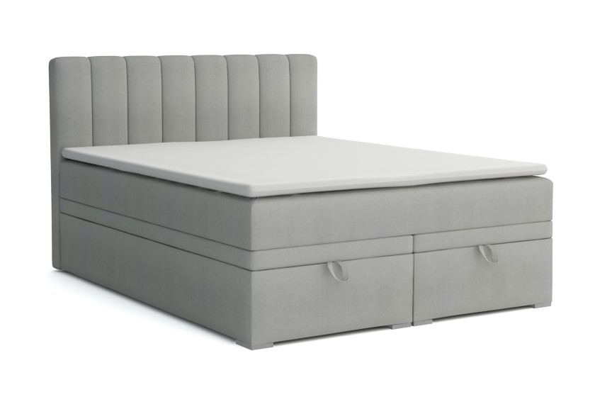 DAVID 120x200 Paros 5 Hellgrau Boxspringbett mit Bettkasten und einer durchgehenden Matratze H4 Deine Möbel