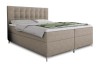 Elegantes Boxspringbett Erik in Taupe mit hohem, gepolstertem Kopfteil und Metallfüßen.