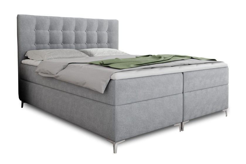 ERIK 200x200 Velour Paros 5 Hellgrau Boxspringbett mit Bettkasten Deine Möbel