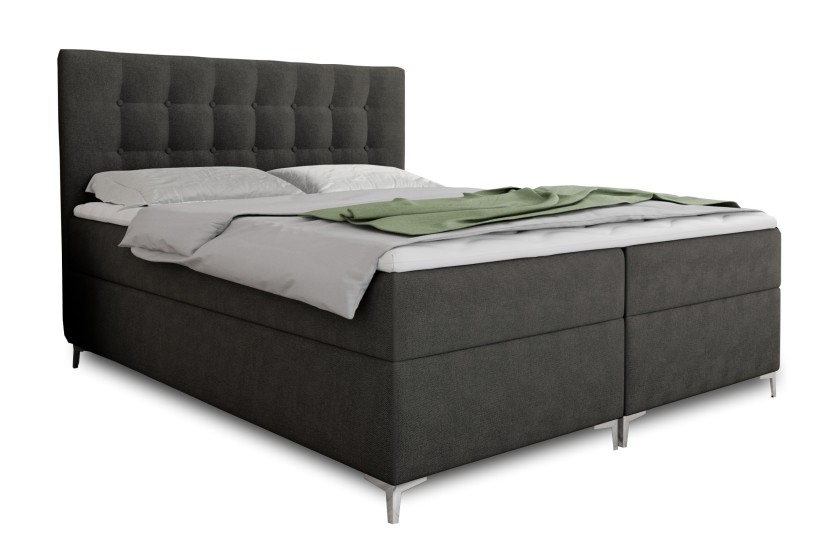 ERIK 180x200 Velour Kronos 34 Antharzit Boxspringbett mit Bettkasten Deine Möbel