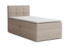 Beiges Boxspringbett Einzelbett mit Bettkasten und gestepptem Kopfteil