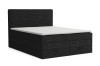 Modernes schwarzes Boxspringbett aus Cord mit gepolstertem Kopfteil auf weißem Hintergrund.