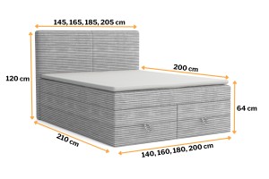 LOFT DUO 180x200 Poso 55 Hellgrau Boxspringbett Komplettbett Polsterbett Deine Möbel