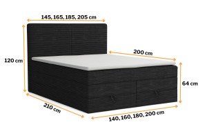 LOFT DUO 160x200 Poso 135 Schwarz Boxspringbett Komplettbett Polsterbett Deine Möbel