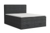 Anthrazitfarbenes Boxspringbett aus Kord mit weißer Matratze vor weißem Hintergrund.