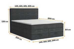 LOFT DUO 140x200 Poso 34 Anthrazit Boxspringbett Komplettbett Polsterbett Deine Möbel