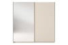 Zweitüriger Schwebetürenschrank in Beige mit großer Spiegelfront für das Schlafzimmer.