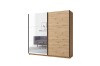 Schwebetürenschrank 2-türig in Eiche-Nachbildung mit großer Spiegelfront für das Schlafzimmer.