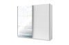 Weißer Schwebetürenschrank mit Spiegeltür und minimalistischem Design