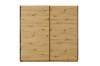 Schwebetürenschrank in Eiche-Optik mit zwei Türen, modernes Design für das Schlafzimmer.
