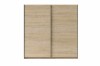 Two-door sliding door wardrobe in oak imitation, front view.