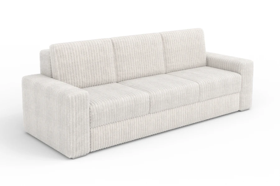 Modernes cremefarbenes Cord-Sofa TIMON in minimalistischem Design für das Wohnzimmer.