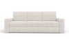Modernes 3-Sitzer Sofa Timon aus hellem Cord-Stoff vor weißem Hintergrund.
