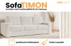 Infografik zum Sofa Timon: Komfort, Bettkasten und verschiedene Farben zur Auswahl.