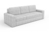 Hellgraues Cord-Sofa 3-Sitzer, modernes Polstermöbel, Seitenansicht isoliert.