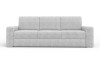 Frontansicht eines hellgrauen Cordsofas, elegantes 3-Sitzer Sofa für das Zuhause.