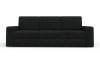 Modernes 3-Sitzer Sofa aus schwarzem Cord, Frontalansicht auf weißem Grund.