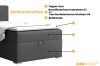 Schematische Darstellung der Bettkonstruktion mit Topper, Matratze und Bettkasten.