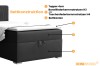 Diagramm der Bettkonstruktion mit Topper, Federkernmatratze und integriertem Bettkasten.