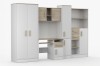 Modernes Jugendzimmer-Möbelset in Weiß und Eiche mit Schreibtisch und Kleiderschrank.