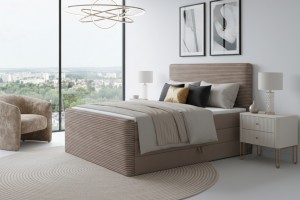 OLA 180x200 Poso 2/Paros 2 Beige Boxspringbett mit Bettkasten Deine Möbel