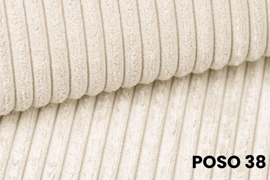 Nahaufnahme des Cord-Stoffes POSO 38 in Beige.