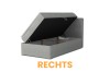 Boxspringbett mit seitlich nach rechts öffnendem Bettkasten für praktischen Stauraum.