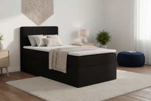 DON 100x200 Poso 135/Kronos 7 Schwarz Boxspringbett mit Bettkasten Deine Möbel
