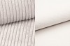 Nahaufnahme von beigem Cordstoff und Webstoff, Texturen für Polsterbetten.