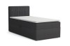 Dunkelgraues Boxspringbett mit vertikal gestepptem Kopfteil und komfortabler Auflage.