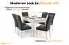 Productinfo: Eettafel-set van beukenhout met waterafstotende fluwelen stoelen Monolith.
