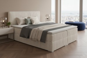 LON IV 160x200 Cord Poso 100 Ecru Boxspringbett Komplettbett Polsterbett Cord-Samt Deine Möbel  