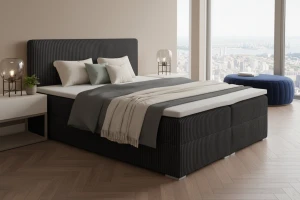 LON IV 160x200 Cord Poso 135 Schwarz Boxspringbett Komplettbett Polsterbett Cord-Samt Deine Möbel