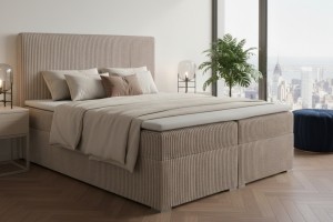 LOFT IV 160x200 Poso 02 Beige Boxspringbett Komplettbett Polsterbett Cord-Samt Deine Möbel